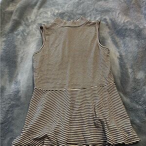 by & by Black and White Striped Tank Top
